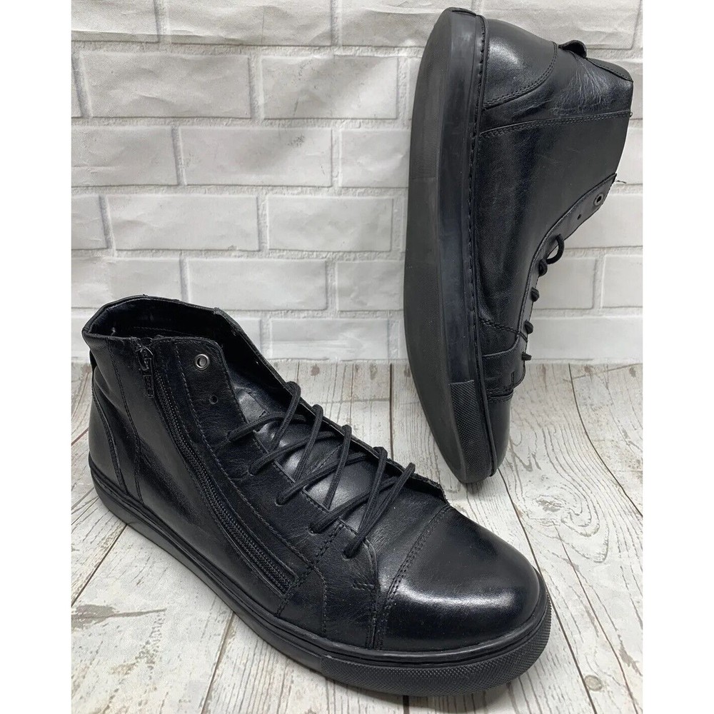 Stacy Adams Men’s WYN Cap Toe High Top Sneakers 53432 001 Black Leather Size 12M
